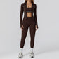 Racerback Sports Bra + Jacket + high waist leggings 3-piece set