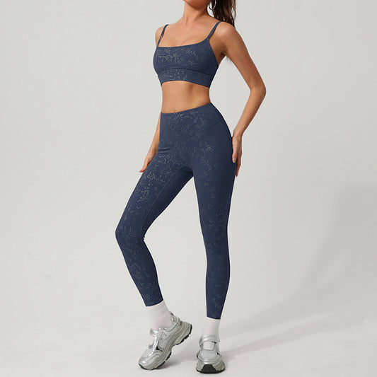 Wholesale Women's silver-printed Sports Bra + athletic leggings