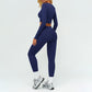 Slim-fitting long-sleeved top + tight-fitting athletic leggings 2-piece set