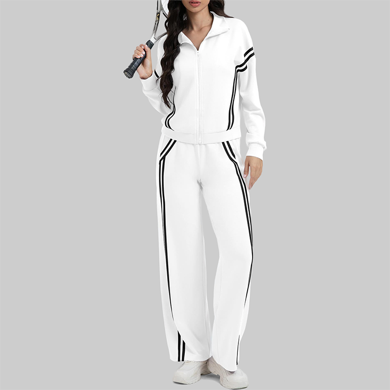 Wholesale Women's Side Stripe Long Sleeve Sweatshirt & Jogger Pants Set