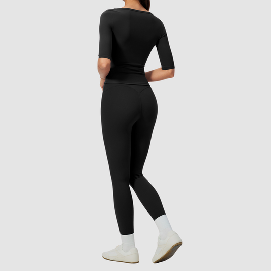 Wholesale Women’s Mid-Sleeve Top & High-Waist Leggings Yoga Set