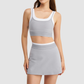 Wholesale Women's Contrast Stripe Halter Bra & Tennis Skirt Set – Sporty Two-Piece