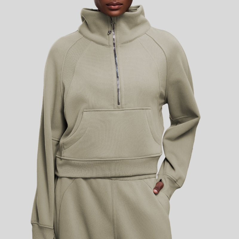 Half-Zip Stand Collar Fleece Sweatshirt