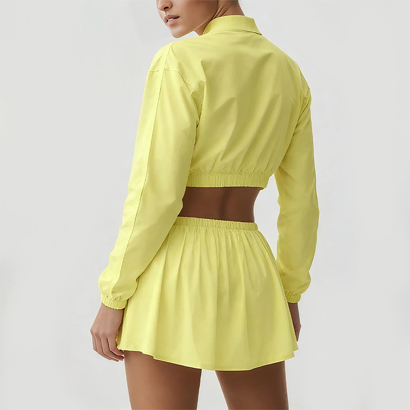 Wholesale Women's Ice-Cool Zip-Up Long Sleeve Jacket & Tennis Skirt Set – Quick-Dry Sun Protection
