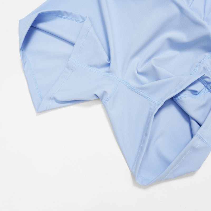 Slim-fit stand-up collar short-sleeved top+Anti-exposure design pleated skirt 2-piece set