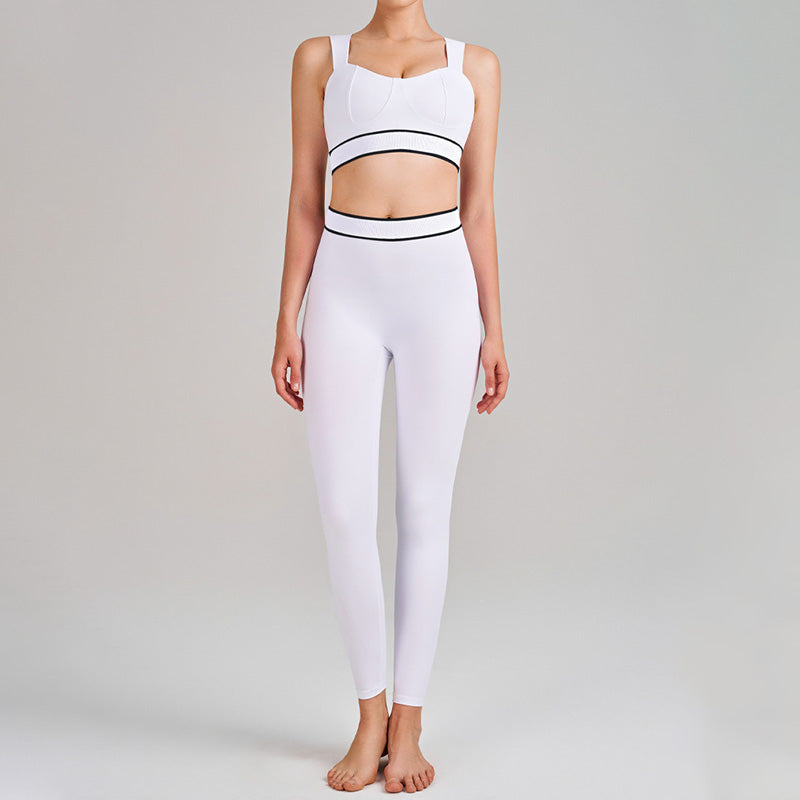 Color-Blocked Sports Bra + High-Waisted Leggings 2-Piece Set