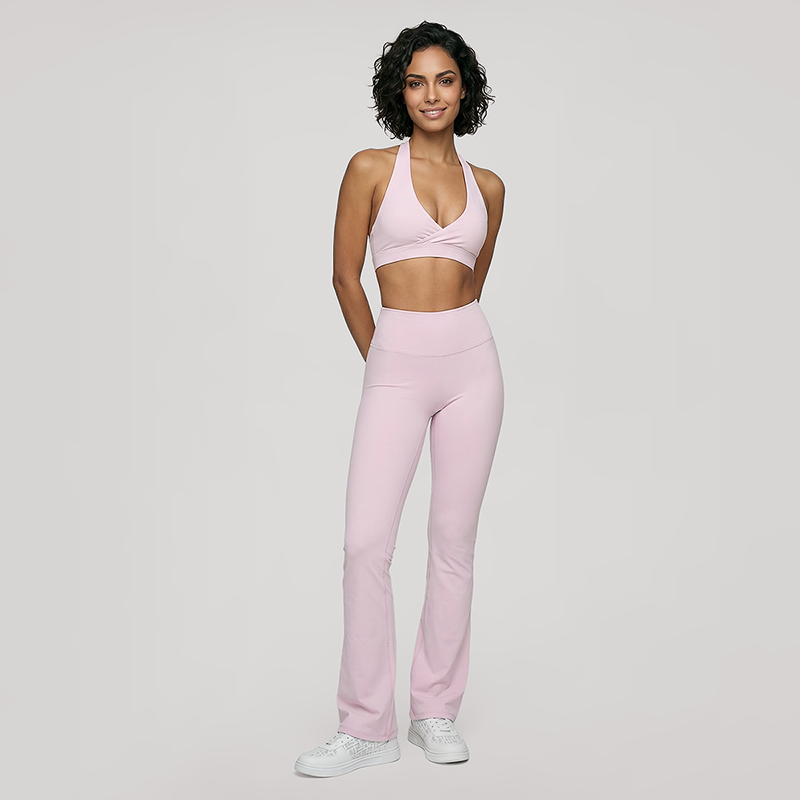 Deep V halter neck bra + high waisted pant 2-piece set