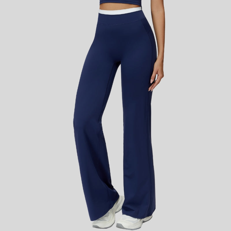 Contrast-colored sport slightly flared pants