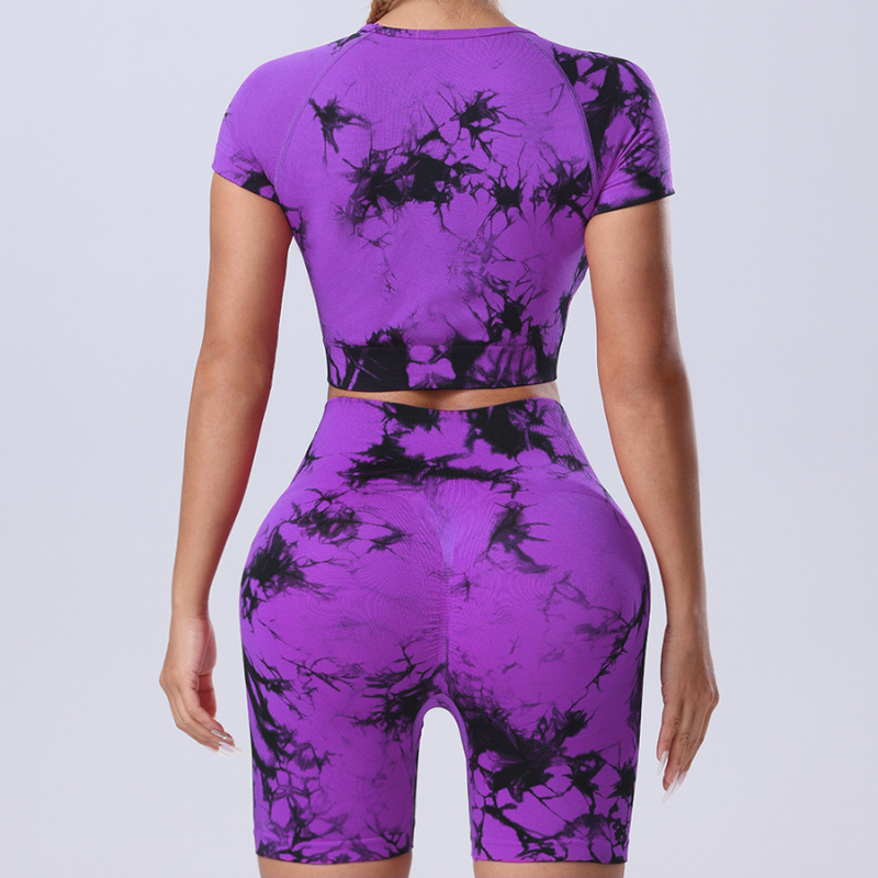 Tie-dye short-sleeve top and shorts two-piece set