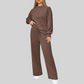 Wholesale Women's Long Sleeve Knit Sweatshirt & Wide-Leg Pants Set