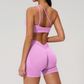 Wholesale Seamless One-Shoulder Sports Bra & High-Waist Biker Shorts Set – Quick-Dry Yoga 2-Piece
