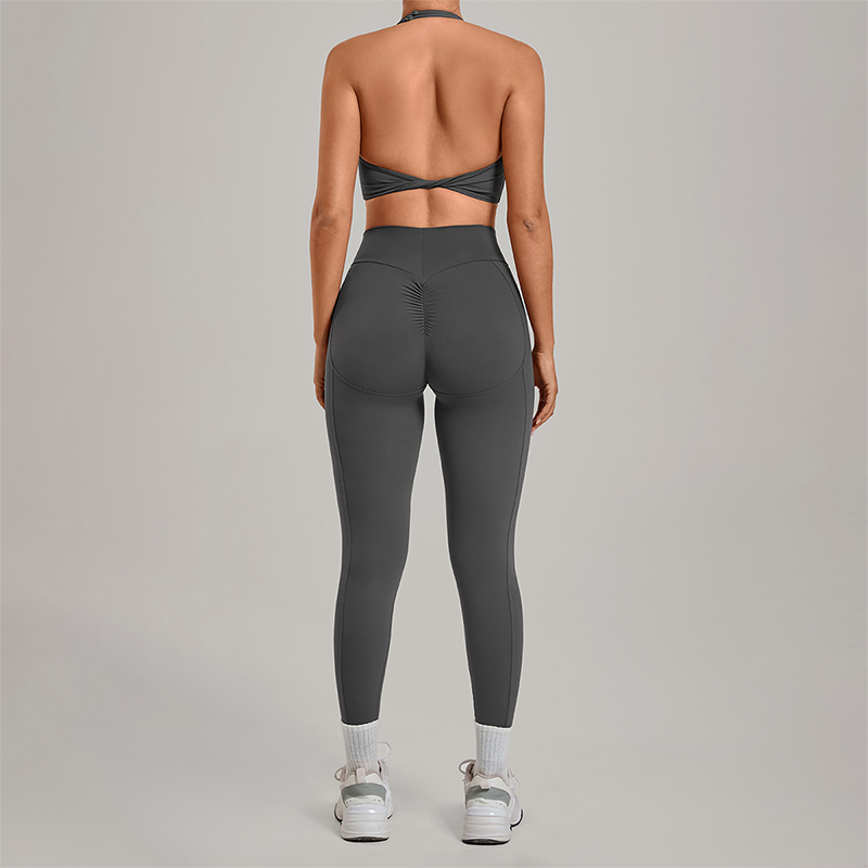 Wholesale Zipper Tank Top+Highlighted Legging 2-piece Set