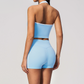 Wholesale Women's Bare-Feel Color-Block Tank Top & Shorts Set