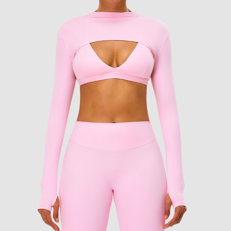 Wholesale Naked-Feel Half-High Collar Long-Sleeve Yoga Shrug – Cutout Sports Cardigan Coverup