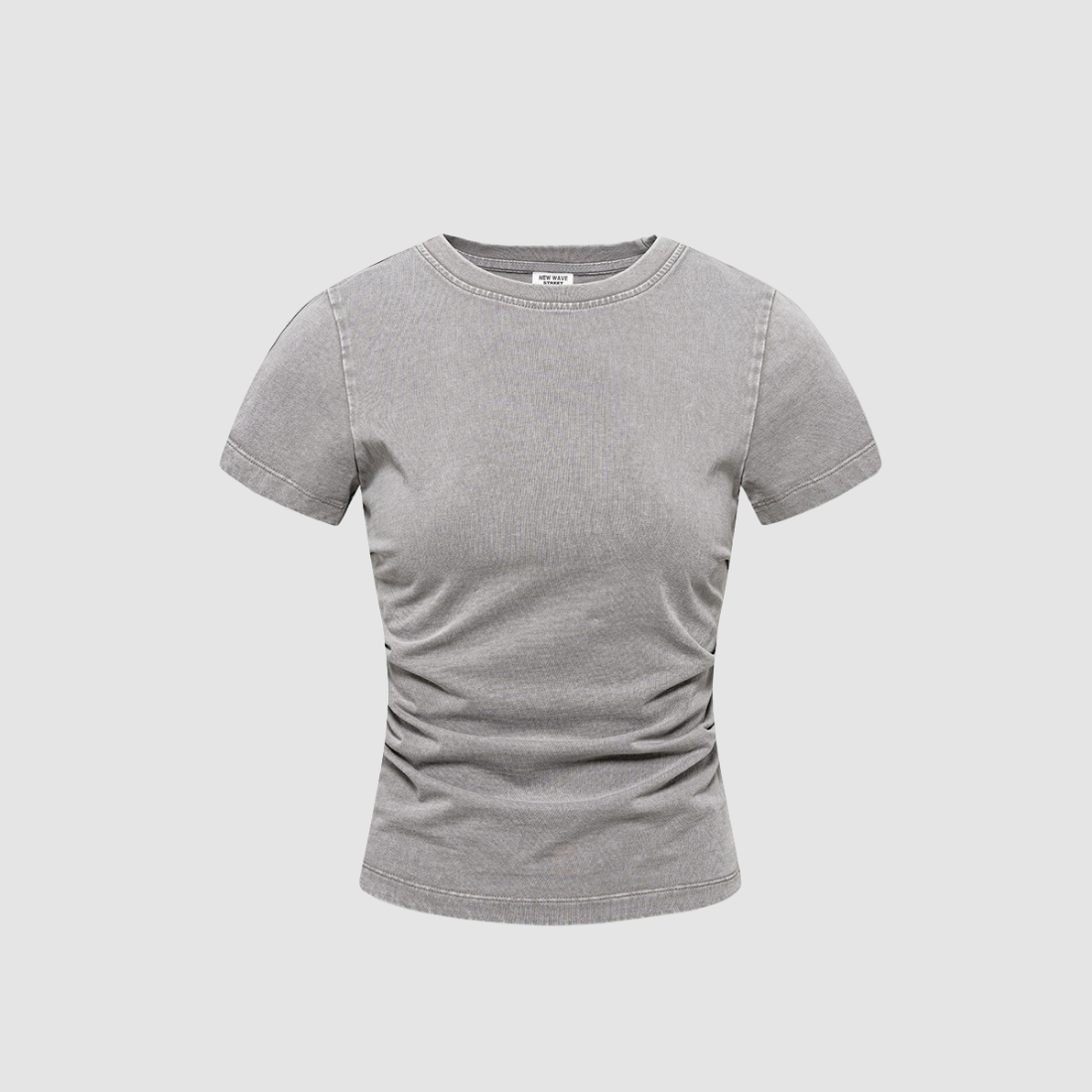 Wholesale Women’s Washed Fitted Crop Tee – Cotton Crew-Neck Short Sleeve