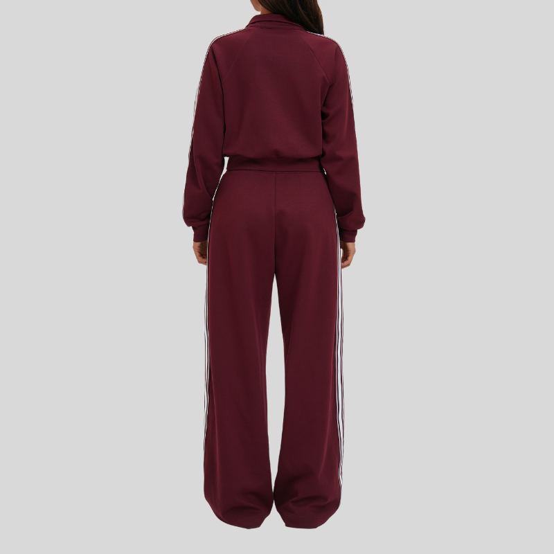 Wholesale color-block jacket + loose sweatpants