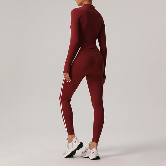 Wholesale Stand-Collar Cropped Jacket + High-Waisted | Wonderxfans bulk activewear