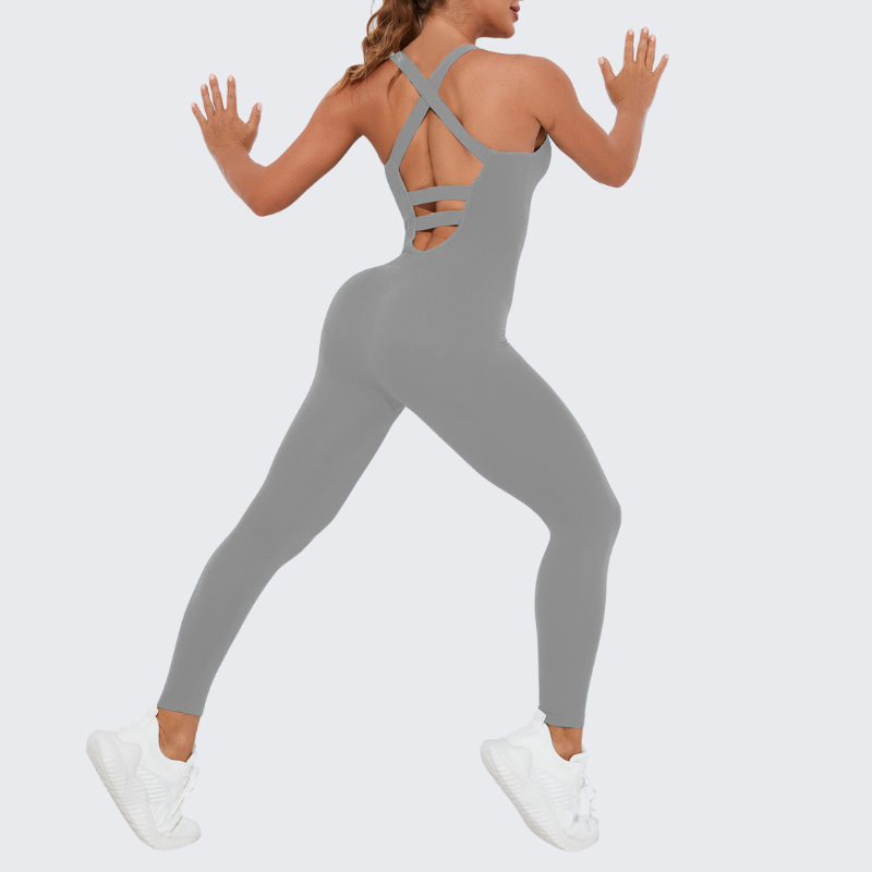 Seamless stretchy yoga bodysuit sports fitness jumpsuit