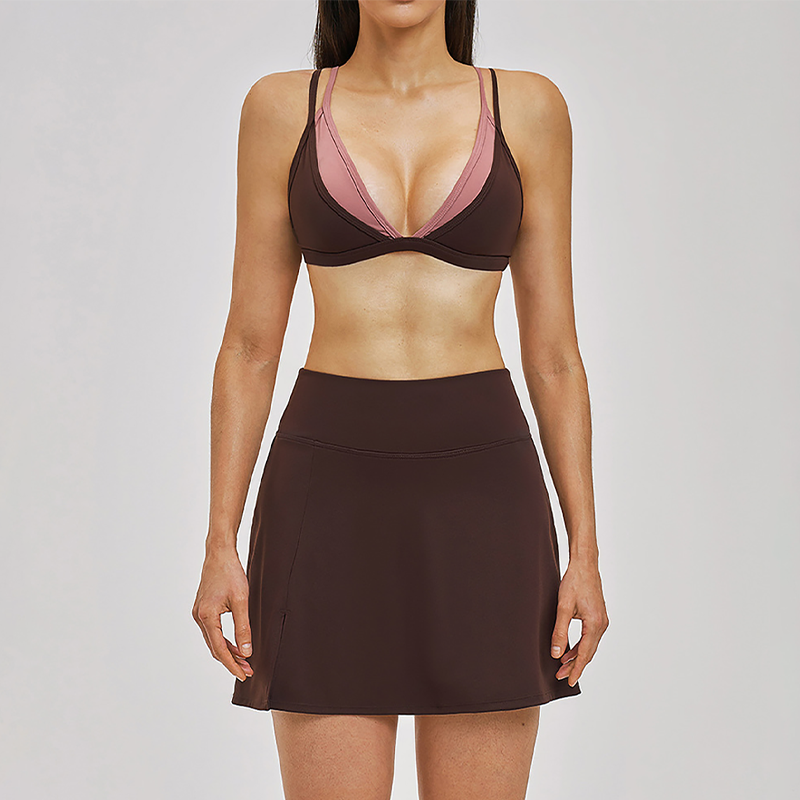 Naked and beautiful back bra + anti glare two-piece skirt 2-piece set