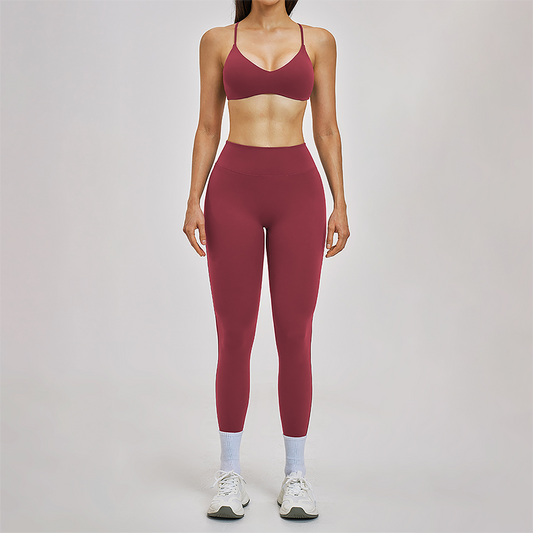 Wholesale Hanging neck bra+tight yoga legging 2-piece set