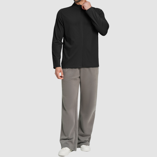 Wholesale Men's Mock Neck Long Sleeve Athletic Jacket – Moisture-Wicking Gym Fitness Training Outerwear