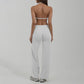 Halter-neck backless bra + loose wide-leg pants 2-piece set