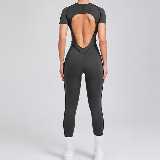 Wholesale Short-sleeved backless leggings bodysuit | Wonderxfans bulk activewear