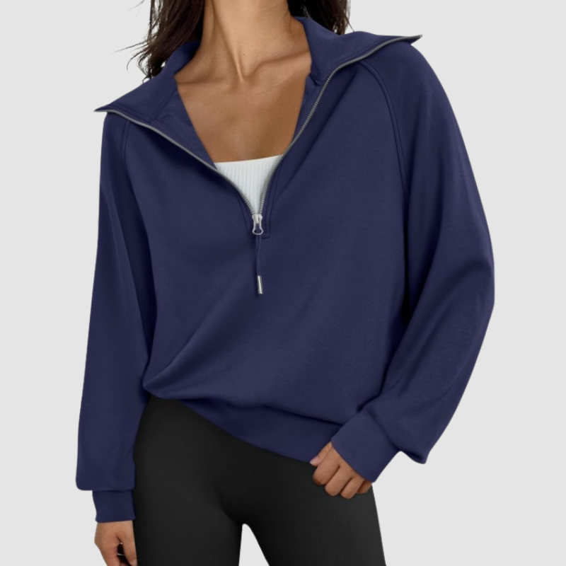 Wholesale Half-Zip Stand Collar Solid Color Sweatshirt