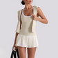 Wholesale Women's Pleated Tennis Dress Yoga Bodysuit with Chest Pad