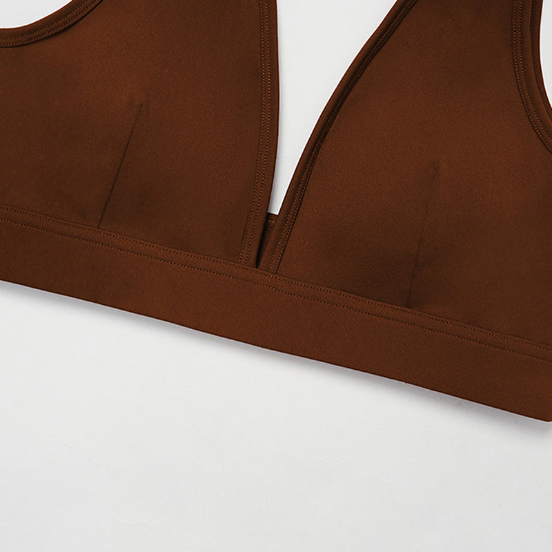 Triangle Cup Sports Bra + Flared Leg Pants 2-Piece Set