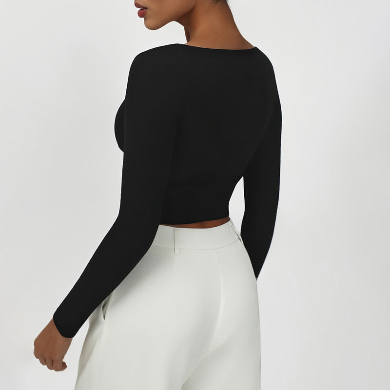 Snug-Fit Square-Neck Long Sleeve