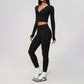 Wholesale Women's Cream-Feel Fleece Long Sleeve Top & High-Waist Leggings Set