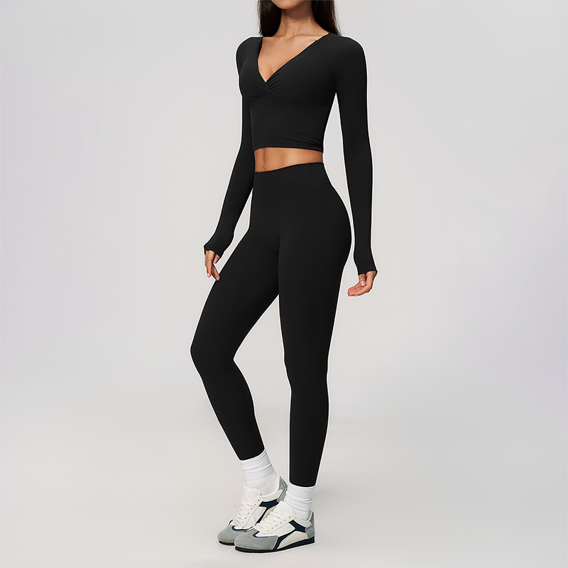 Wholesale Women's Cream-Feel Fleece Long Sleeve Top & High-Waist Leggings Set
