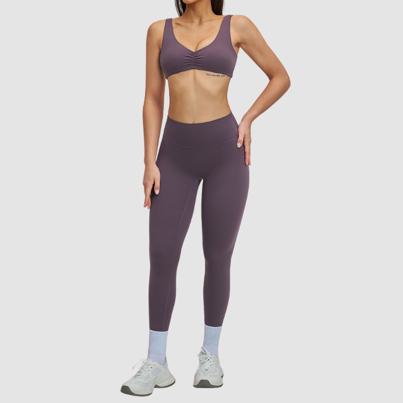 Wholesale Women's Brushed Halter Neck Backless Sports Bra + High-Waist Leggings Set – Yoga Fitness Activewear