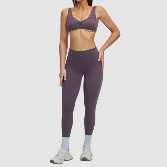 Wholesale Women's Brushed Halter Neck Backless Sports Bra + High-Waist Leggings Set – Yoga Fitness Activewear