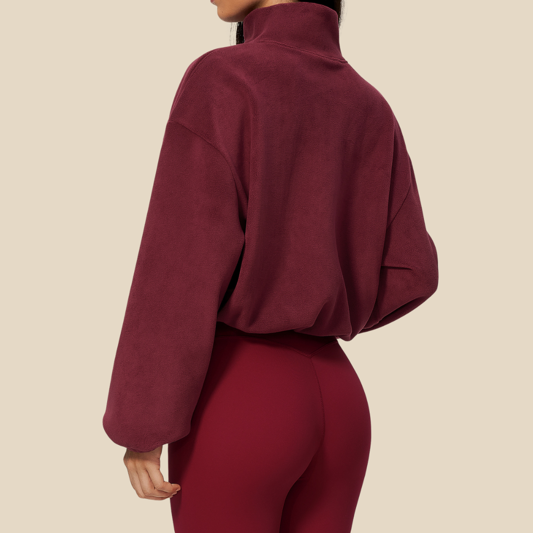 Wholesale Women's Activewear Fleece-Lined Stand-Collar Half-Zip Sweatshirt