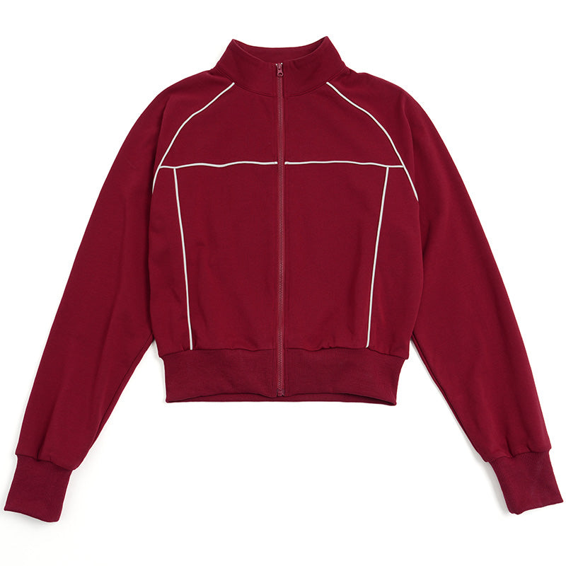 Color-blocked loose-fitting jacket + high-waisted leggings 2-piece set