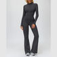 Stand-up collar+half-zip sports jumpsuit