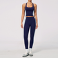 Wholesale Women's Colorblock Bare-Feel Yoga Set Tank Top & Leggings w/ Chest Pad