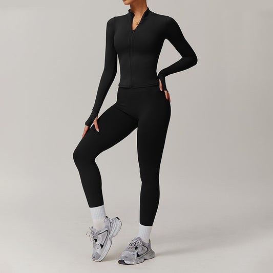 Wholesale Quick Drying Zip Sports Jacket+High-waisted | Wonderxfans bulk activewear