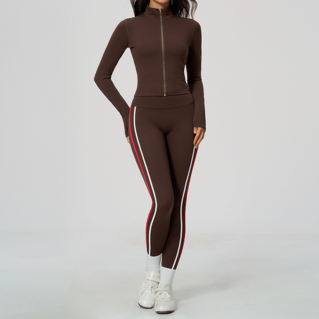 Wholesale Women's Stand-Collar Jacket & Jogger Pants Yoga Set