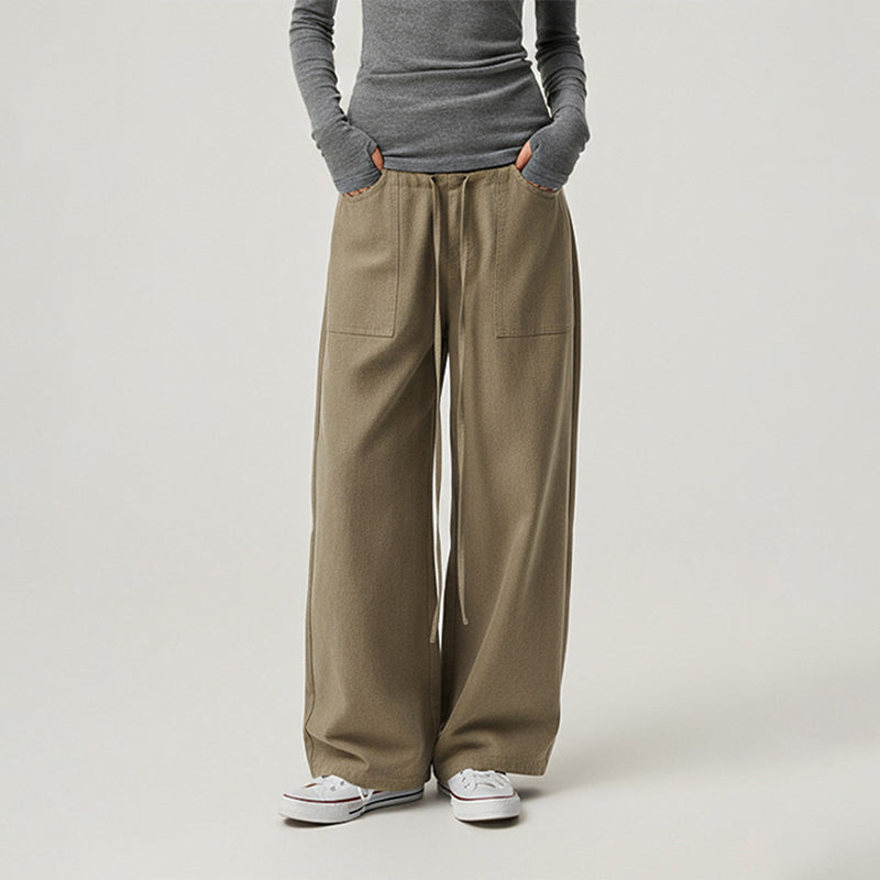 Drawstring cargo casual pants