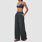 Wholesale Women's Brushed Cross-Back Bra & Wide-Leg Pants Yoga Set