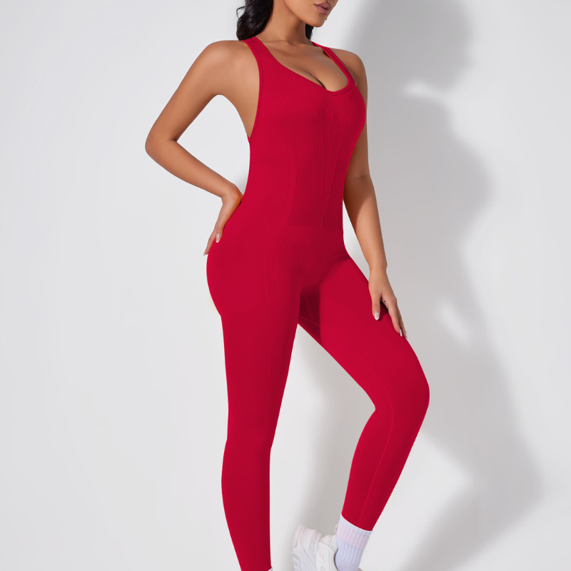 Yoga Bodycon V-neck Sports Jumpsuit