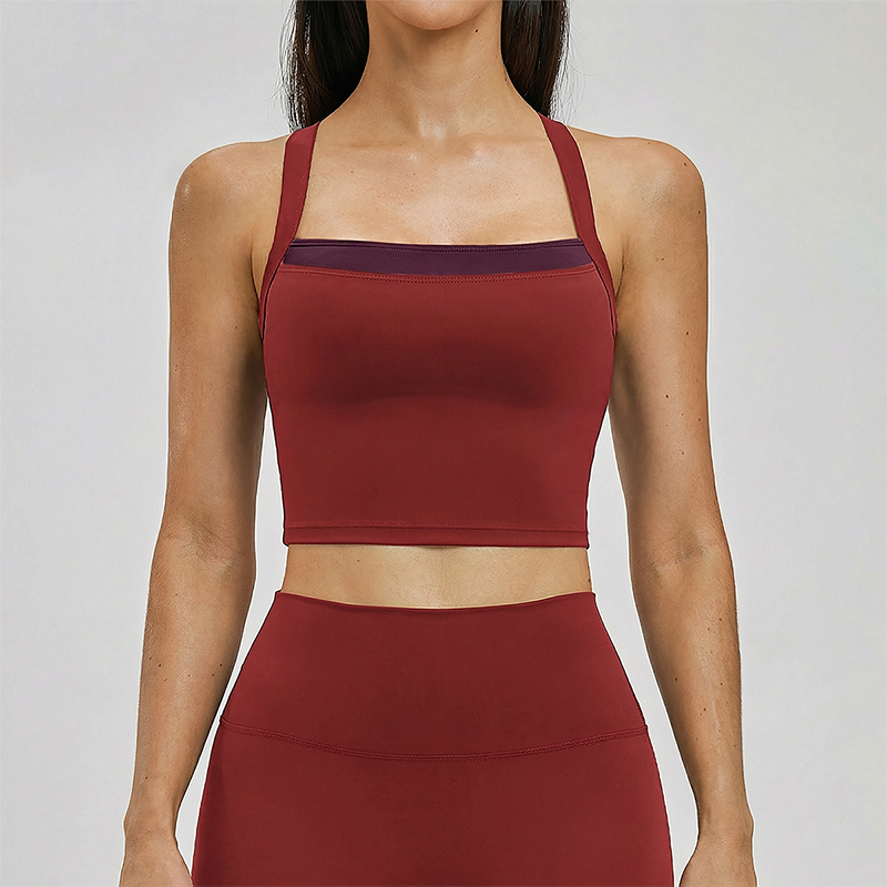 Wholesale fake two contrasting cross back top