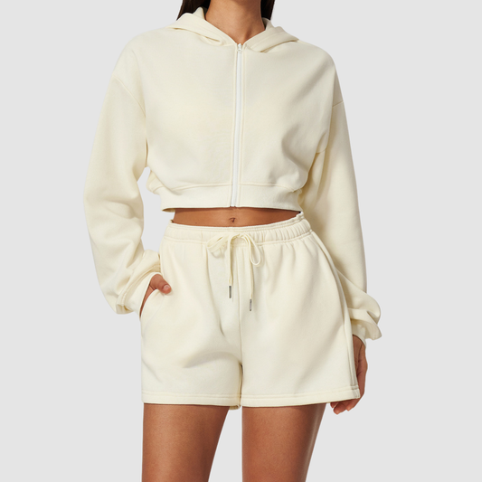 Wholesale Women's Zip Up Hoodie – Cropped Fleece-Lined Sport Jacket
