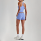 Wholesale Naked-Feel Racerback Sports Bra & High-Waist Biker Shorts Set – Sculpting Yoga 2-Piece