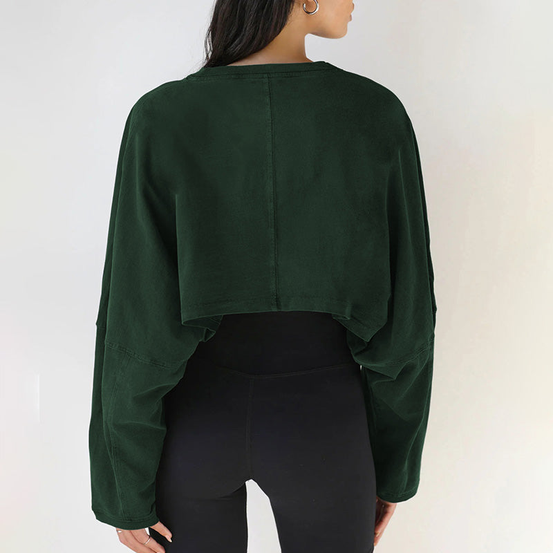 Washed Loose Fit Crop Top Sweatshirt