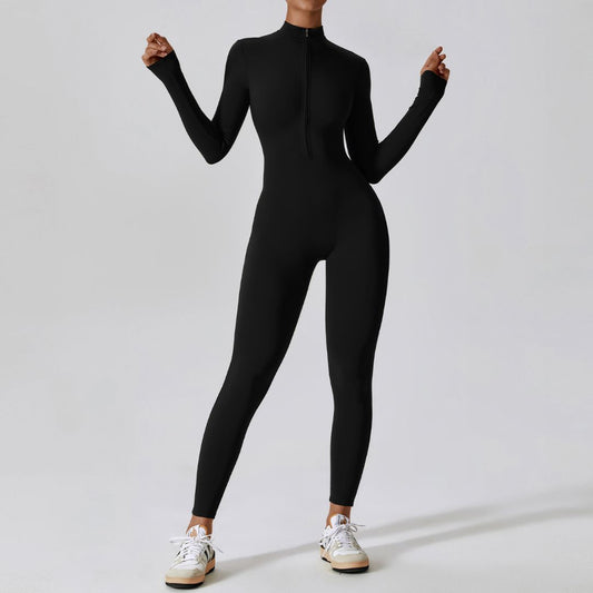 Wholesale Zipper stand collar long-sleeved jumpsuit | Wonderxfans bulk activewear