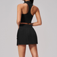 Wholesale Women's Polo Collar Tennis Set – Fixed Cup Sports Bra & Anti-Exposure Pleated Skirt